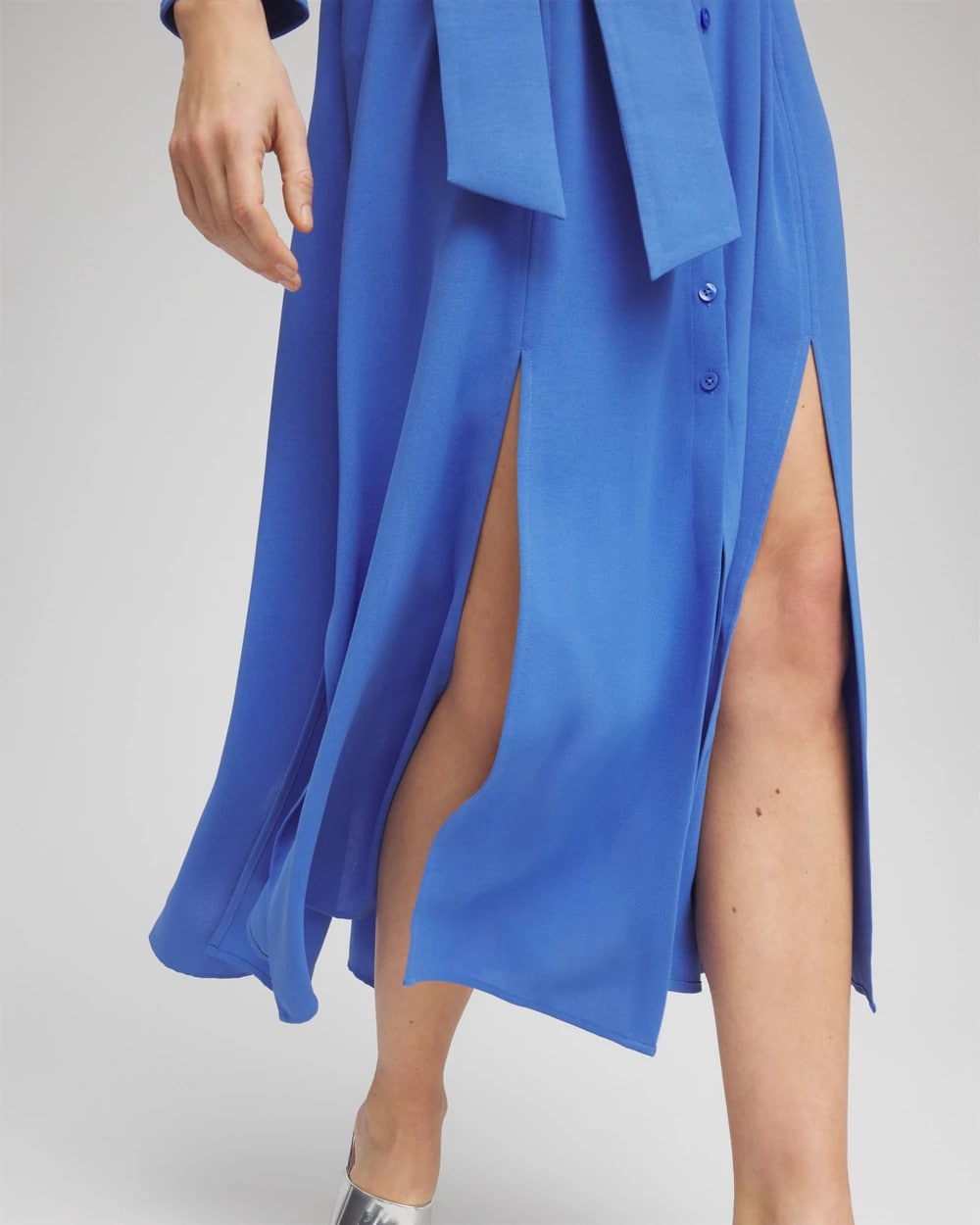Chico's Belted Split Hem Maxi Shirtdress