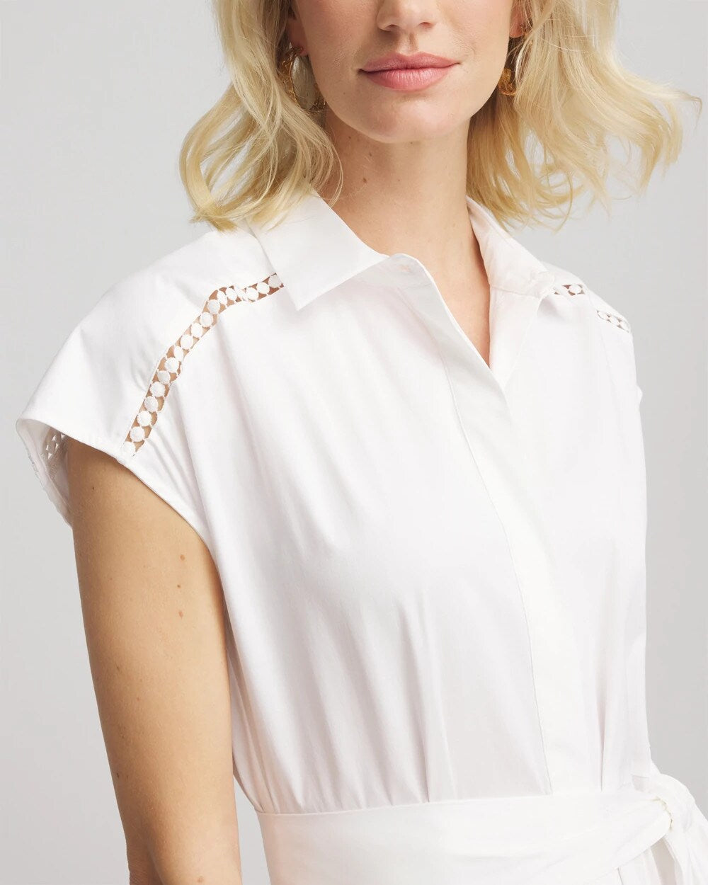 Chico's Petite Poplin Circle Trim Maxi Shirtdress