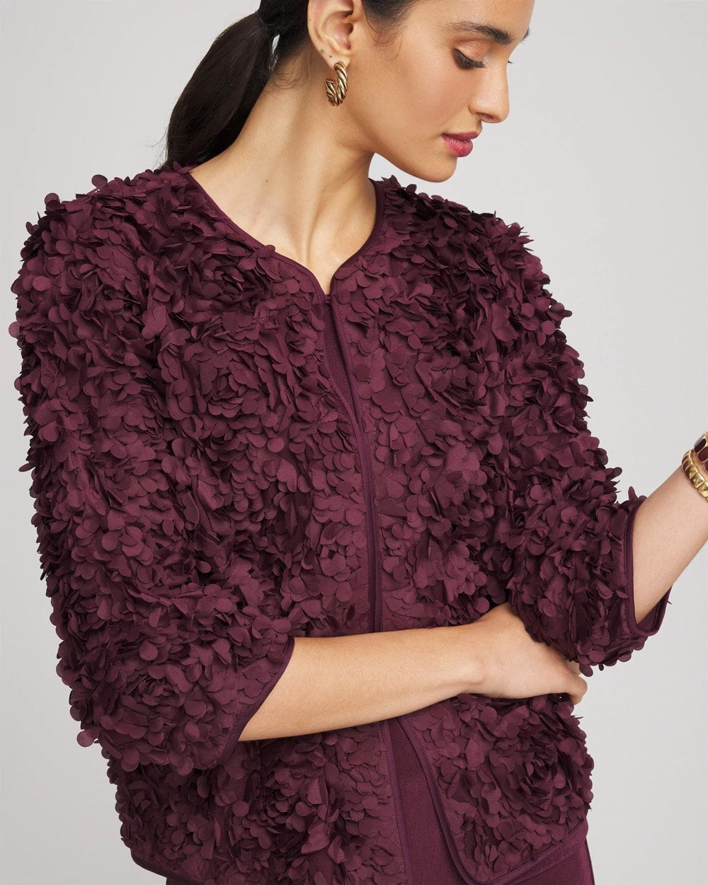 Chico's Travelers™ Collection Textured Rosette Jacket
