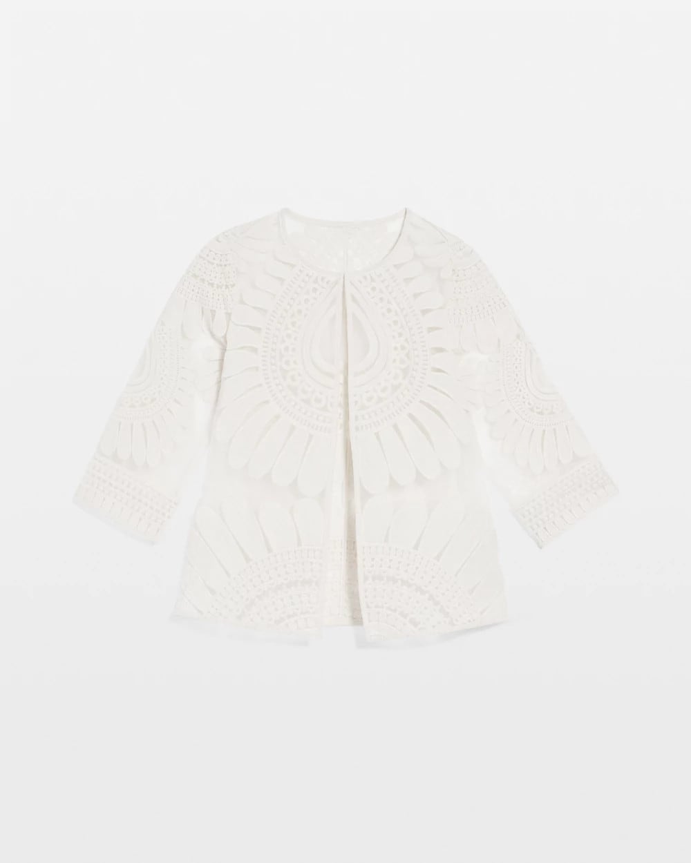 Chico's Travelers™ Collection Embroidered 3/4 Sleeve Jacket