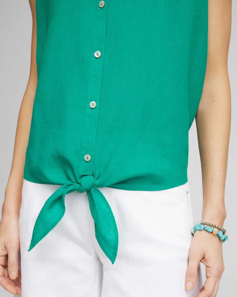 Chico's No Iron™ Linen Tie-Front Sleeveless Shirt