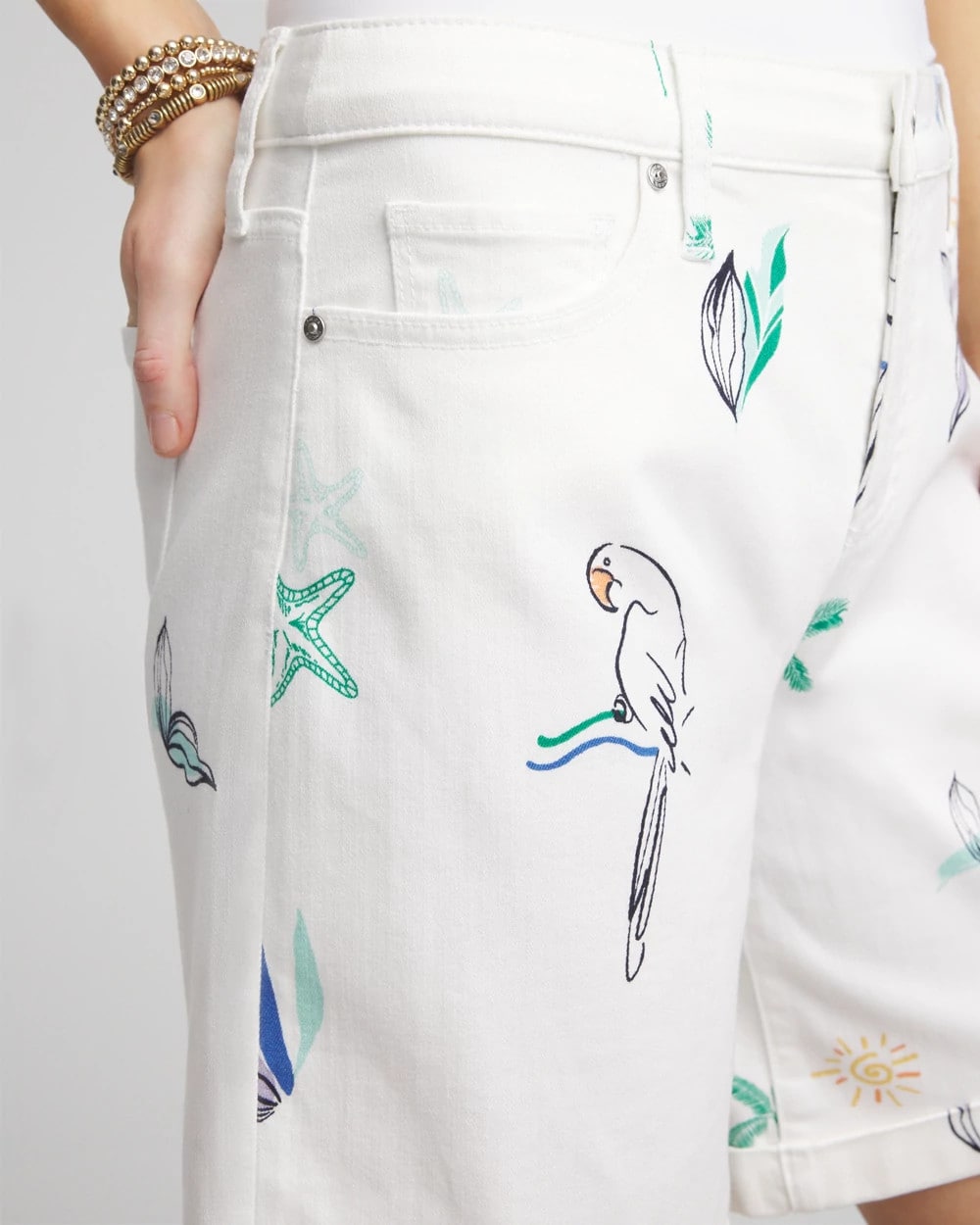 Chico's Girlfriend Cuffed Swing Denim Shorts