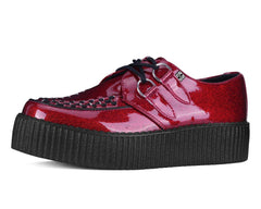 T.U.K. Shoes Red Vinyl Glitter Viva Mondo Creeper