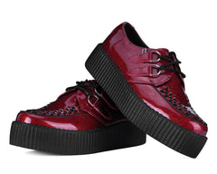 T.U.K. Shoes Red Vinyl Glitter Viva Mondo Creeper