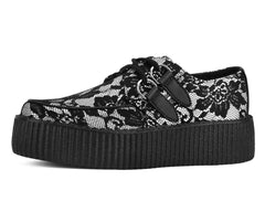 T.U.K. Shoes Black Satin Lace Viva Mondo Creeper