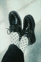 T.U.K. Shoes Black Leather Flat Studded Viva Mondo Creeper