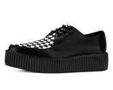 T.U.K. Shoes Black & White Woven TUKskin Mondo Pointed Creeper