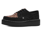 T.U.K. Shoes G3452 Black Suede Brown Leopard Hair Vintage Creeper