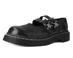 T.U.K. Shoes T2307 Black TUKskin™ 2-Skull Buckle Mary Jane