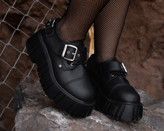 T.U.K. Shoes T2324 Black TUKskin™ 2-Buckle Anarchic Airship Gibson