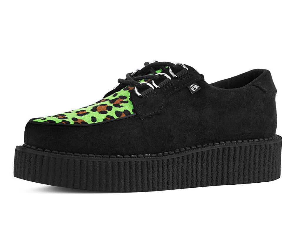 T.U.K. Shoes T2370 Black & Green Leopard Anarchic Creeper