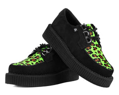 T.U.K. Shoes T2370 Black & Green Leopard Anarchic Creeper