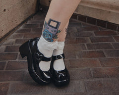 T.U.K. Shoes A3218L Black Liquid Bubble Mary Jane Platform