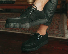 T.U.K. Shoes F9779 Black Faux Suede Viva Low Creeper