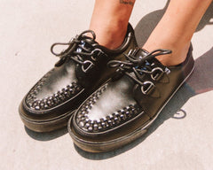 T.U.K. Shoes A9873 Black Leather D-Ring Sneaker