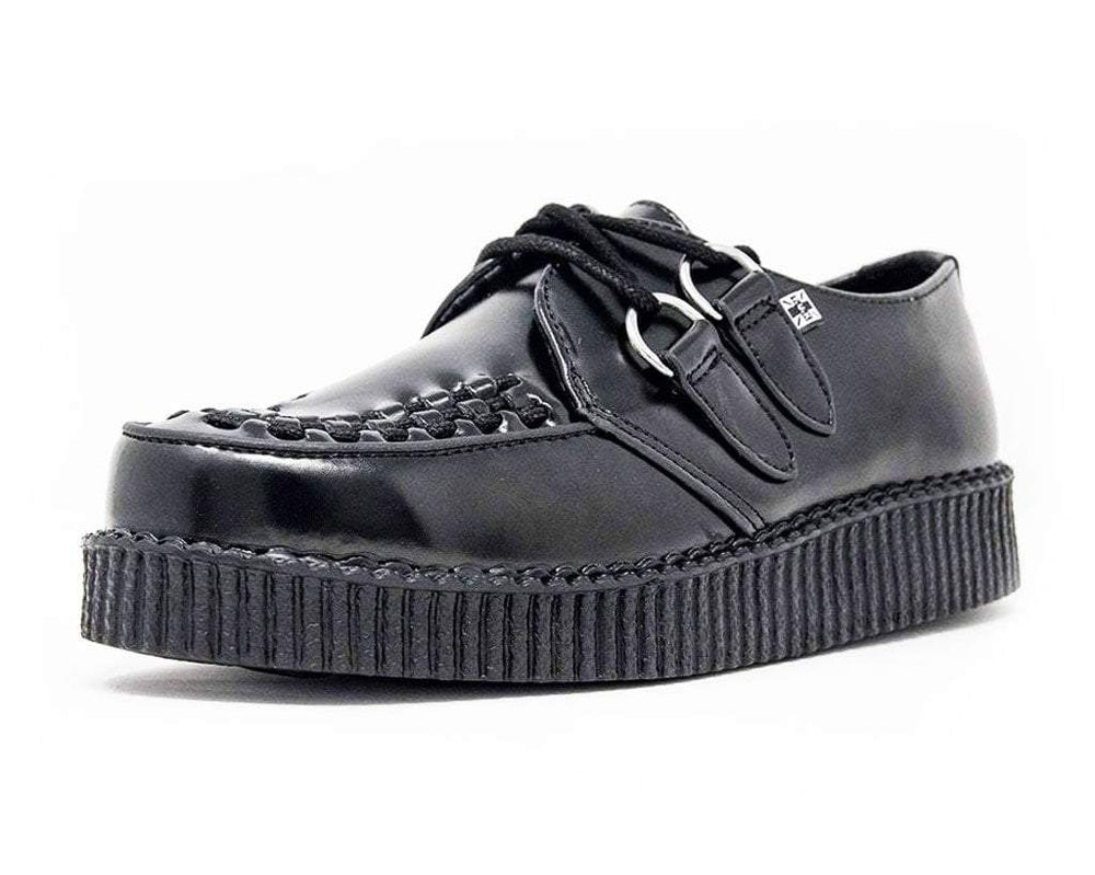 T.U.K. Shoes F6806 Black Leather Viva Low Creeper