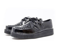 T.U.K. Shoes F6806 Black Leather Viva Low Creeper