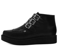 T.U.K. Shoes A9325 Black TUKskin™ 3-Buckle Pointed Creeper Boot