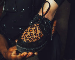T.U.K. Shoes F8142 Black & Leopard Viva Low Creeper
