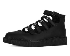 T.U.K. Shoes A9417L Black TUKskin™ Multi-Strap Pointed Mary Jane Creeper