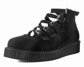 T.U.K. Shoes A9674L Black Faux Suede Multi-Strap Pointed Mary Jane Creeper