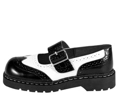 T.U.K. Shoes T1035 Black & White Brogue Mary Jane