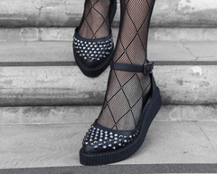 T.U.K. Shoes A9575L Black TUKskin™ Pointed Studded Sandal