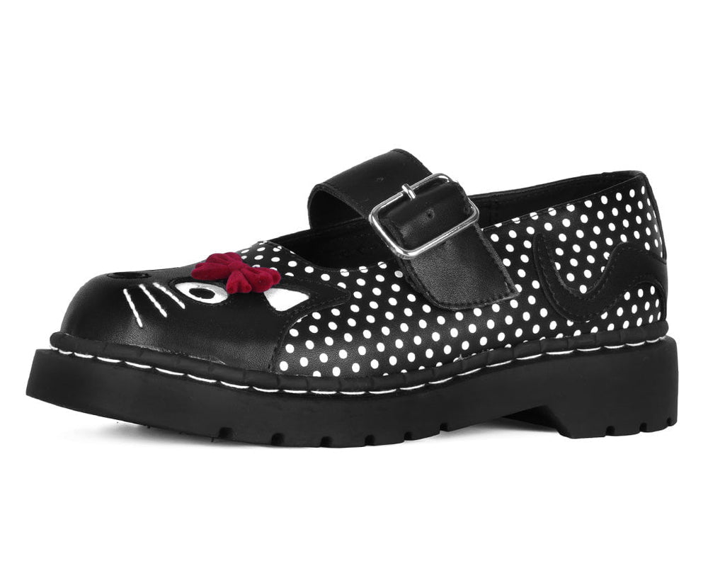 T.U.K. Shoes T2353 Black Polka Dot Kitty Mary Jane