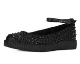T.U.K. Shoes A9666L Black Spiked Pointed Ballet Ankle Strap Creeper