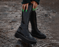 T.U.K. Shoes A3117 Black TUKskin™ Knee-high Double Decker Boot