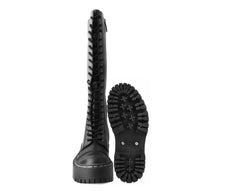 T.U.K. Shoes A3117 Black TUKskin™ Knee-high Double Decker Boot