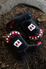 T.U.K. Shoes A3440 Black & Red Playing Cards Western Creeper Boot