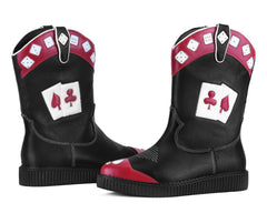 T.U.K. Shoes A3440 Black & Red Playing Cards Western Creeper Boot