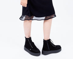 T.U.K. Shoes V3332 Black Suede Interlace Viva Mondo Boot