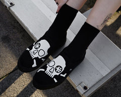 T.U.K. Shoes A3352 Black Skull Canvas Slip-On Sneaker