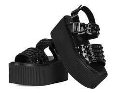 T.U.K. Shoes S3382L Black Patent Studded Strato Sandal