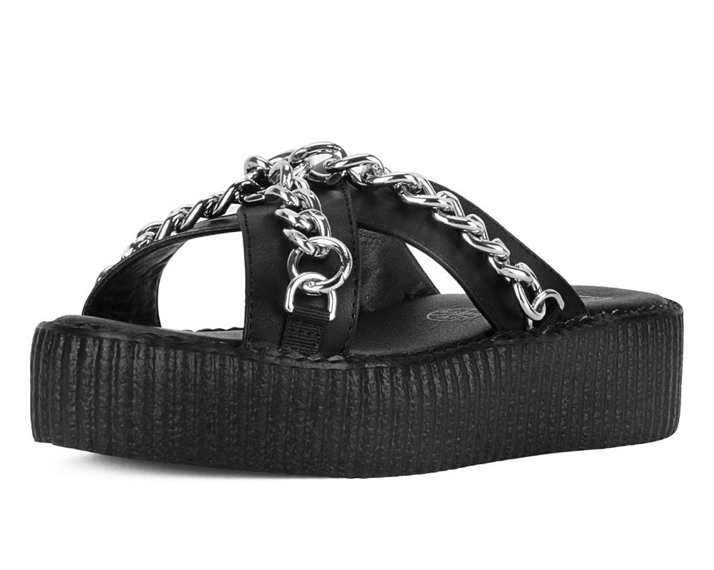 T.U.K. Shoes V3346L Black TUKskin Chain Strap Viva Mondo Sandal