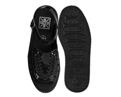 T.U.K. Shoes Black Vinyl Glitter Interlace Viva Mondo Sandal