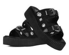 T.U.K. Shoes Black Suede Western 2 Strap Viva Mondo Sandal