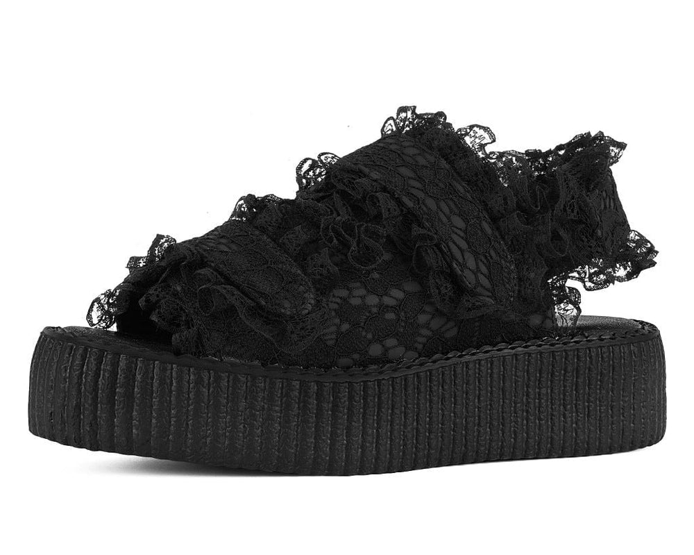 T.U.K. Shoes Black Ruffle Viva Mondo Sandal