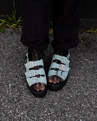 T.U.K. Shoes Pale Blue Suede 3 - Buckle Mondo Sandal
