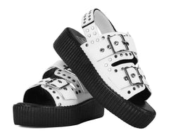 T.U.K. Shoes V3345L White TUKskin Flat Stud Viva Mondo Sandal