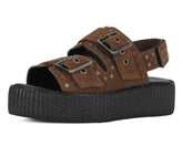 T.U.K. Shoes V3344L Brown Suede Flat Stud Viva Mondo Sandal