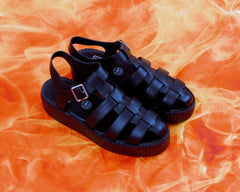 T.U.K. Shoes V3381 Black TUKskin Fisherman Mondo Sandal