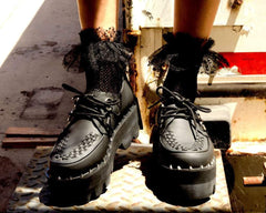 T.U.K. Shoes A9469 Black Faux Leather Dino Lug Sole Creeper