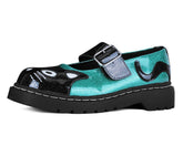 T.U.K. Shoes Black & Teal Vinyl Glitter Kitty Mary Jane