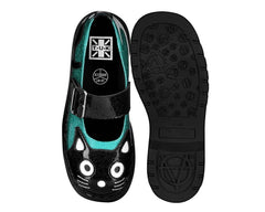 T.U.K. Shoes Black & Teal Vinyl Glitter Kitty Mary Jane