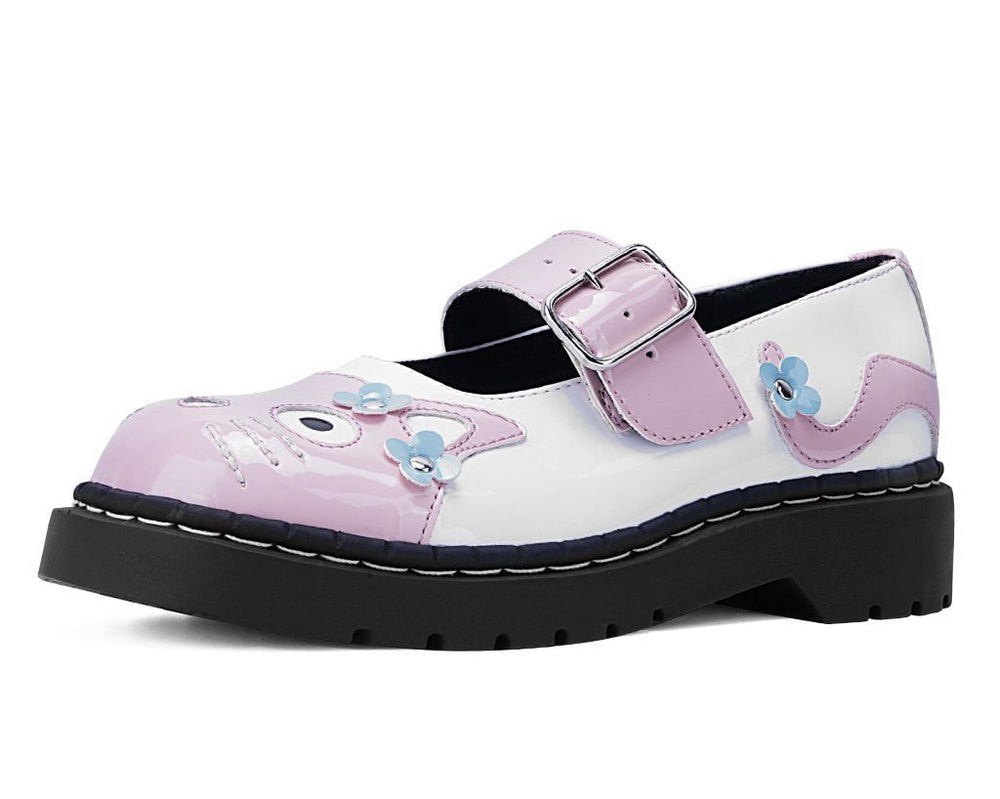 T.U.K. Shoes T2367 Pink & White Flower TUKskin Kitty Mary Jane