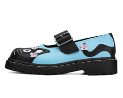 T.U.K. Shoes T2368 Black & Baby Blue Flower TUKskin Kitty Mary Jane