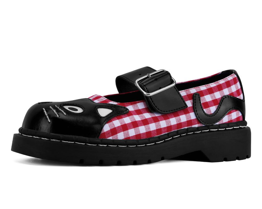 T.U.K. Shoes T2364 Black & Red Gingham Kitty Mary Jane